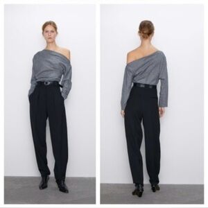 Elegant Gray Off-Shoulder Zara Top